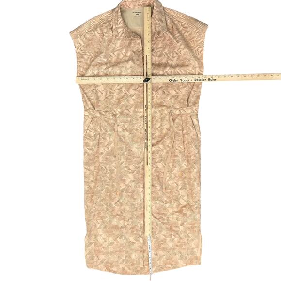REI Cooperative Tan Brown Drawstring Patterned Shift Short Sleeve Dress size XS - Picture 3 of 13